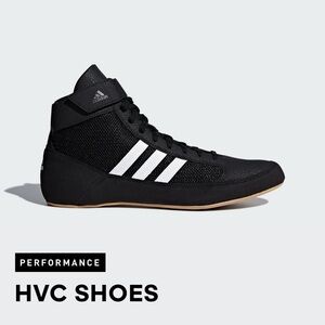 adidas HVC High-Top Wrestling Shoes — Black/White